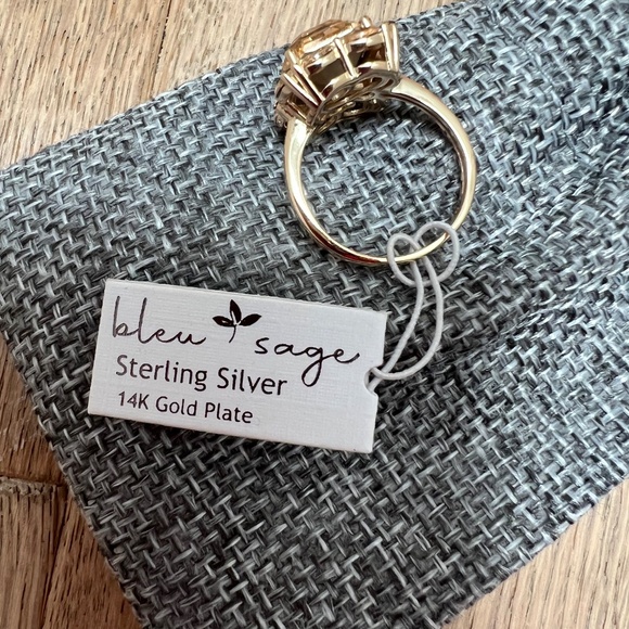 Bleu Sage 14k gold plated sterling silver crystal ring NWT - Picture 2 of 5